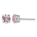 Sterling Silver Rhodium-plated Lavender Pink Crystal Birthstone Earrings