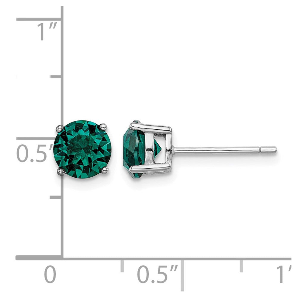 Sterling Silver Rhodium-plated Green Crystal Birthstone Earrings