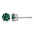 Sterling Silver Rhodium-plated Green Crystal Birthstone Earrings