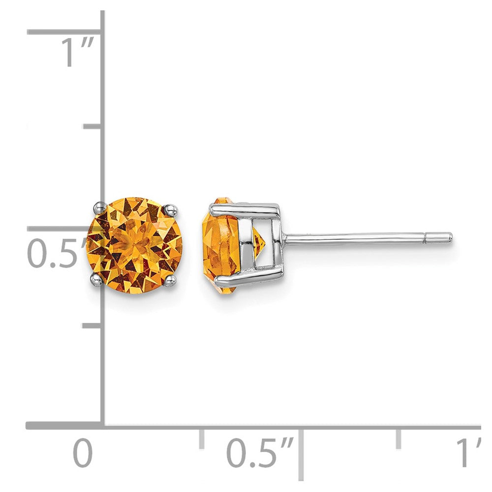 Sterling Silver Rhodium-plated GoldenYellow Crystal Birthstone Earrings