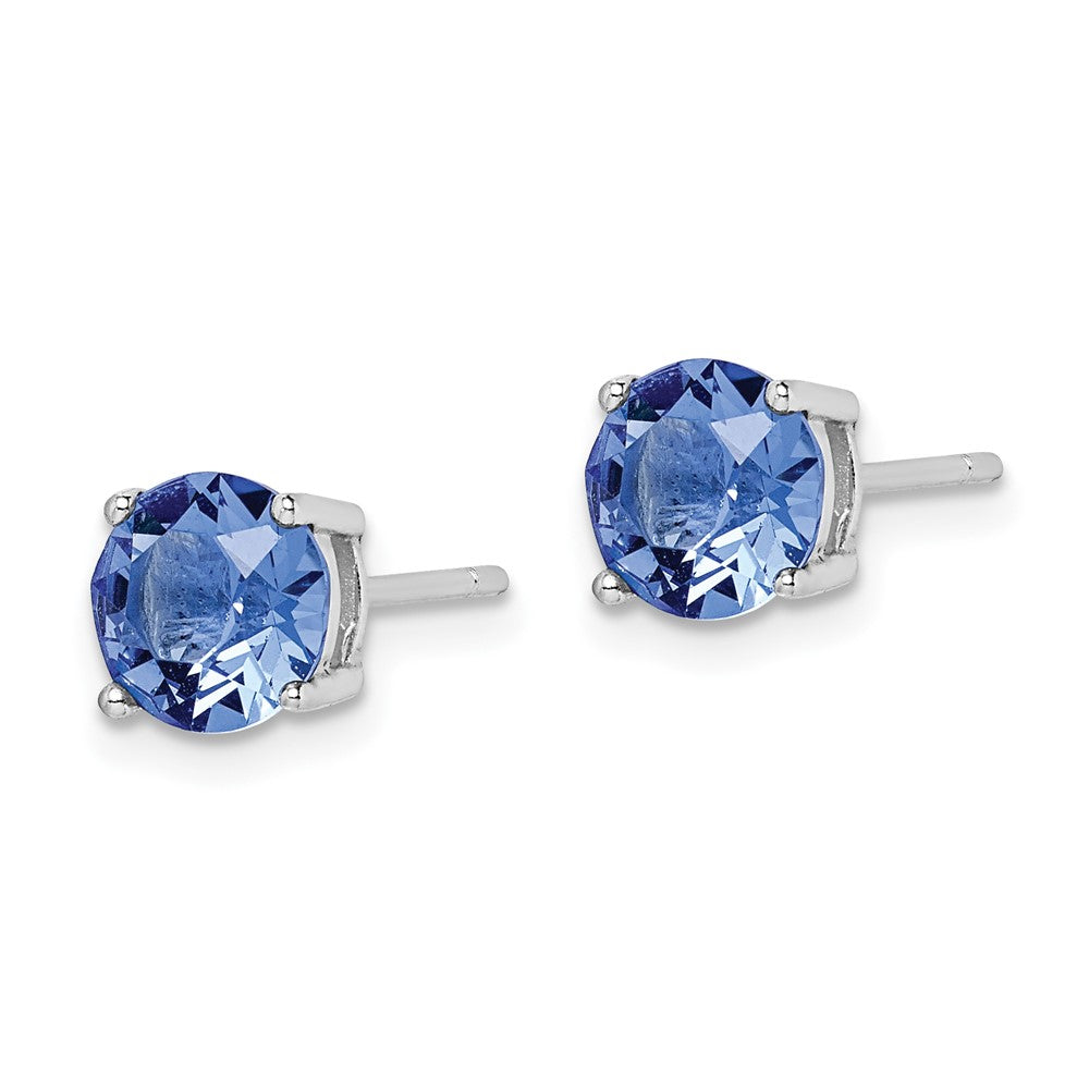 Sterling Silver Rhodium-plated Blue Crystal Birthstone Earrings
