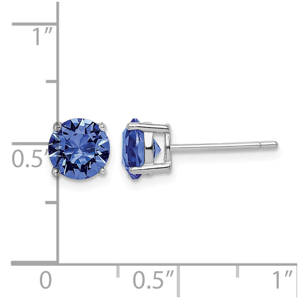 Sterling Silver Rhodium-plated Blue Crystal Birthstone Earrings