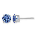 Sterling Silver Rhodium-plated Blue Crystal Birthstone Earrings
