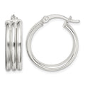 Sterling Silver Polished Grooved 6.5x20mm Hoop Earrings