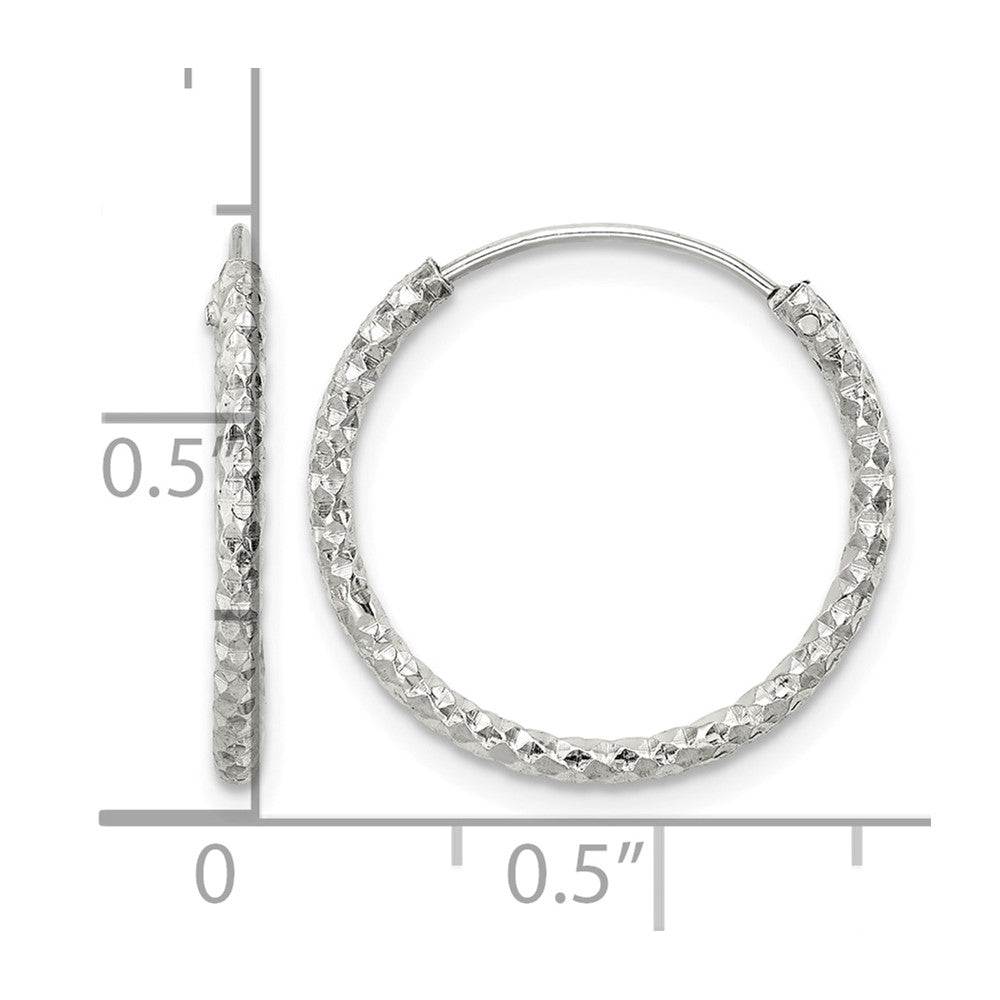 Sterling Silver Diamond Cut 1.5x18mm Endless Hoop Earrings