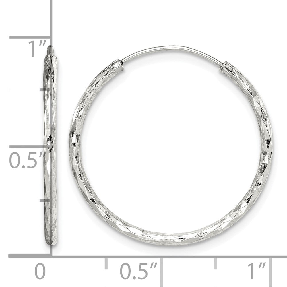 Sterling Silver Diamond Cut 1.5x24mm Endless Hoop Earrings