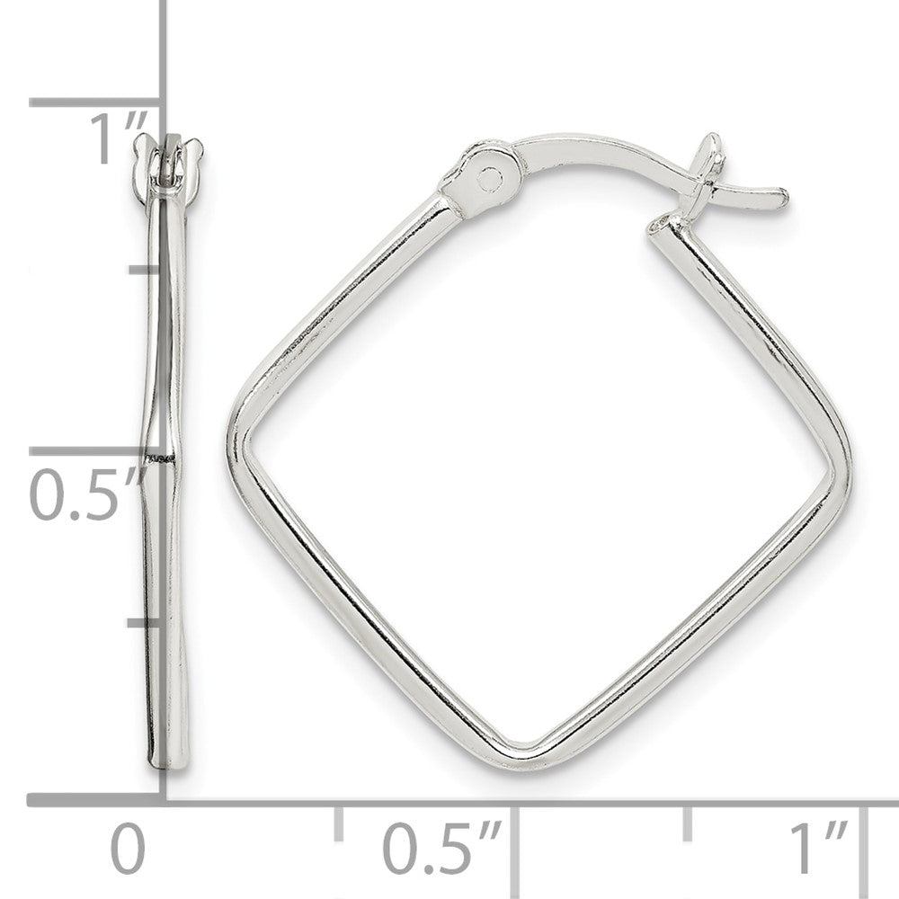 Sterling Silver Polished Square Hoop Earrings