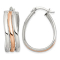 Sterling Silver Rose Gold-plated Polished Wavy Hoop Earrings