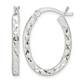 Sterling Silver Diamond-cut 2.5mm Oval Hoop Earrings
