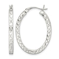 Sterling Silver Diamond-cut 2.5mm Oval Hoop Earrings