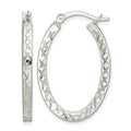 Sterling Silver Diamond-cut 2.5mm Oval Hoop Earrings