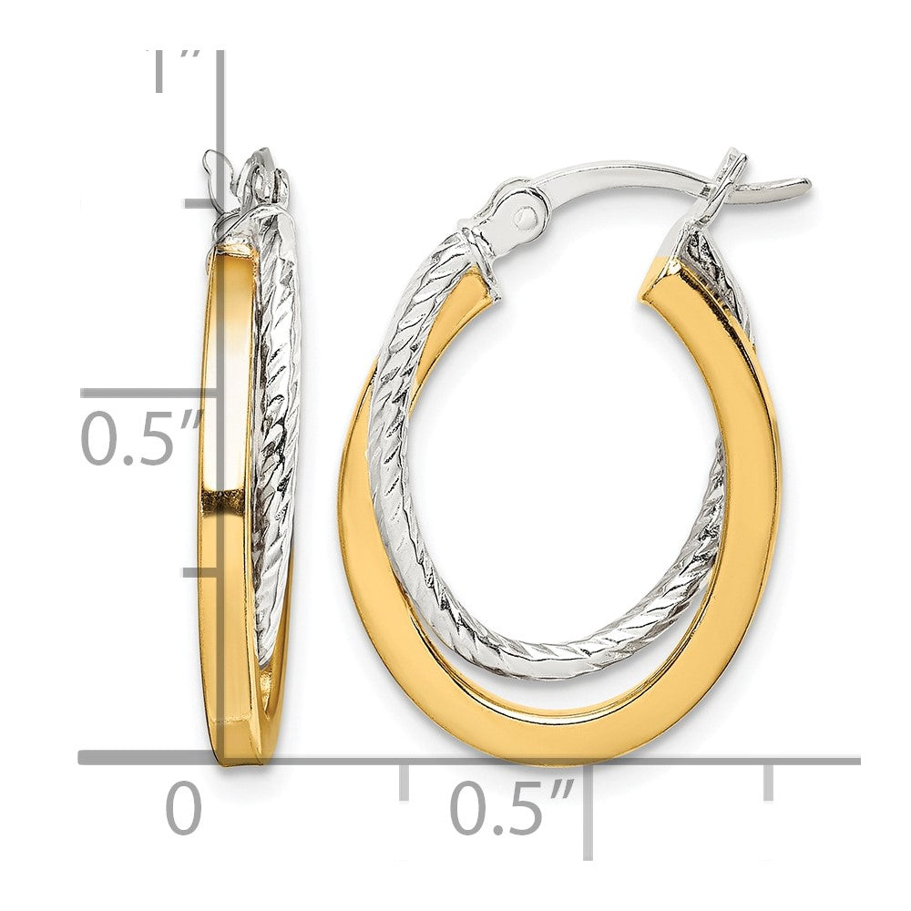 Sterling Silver and Gold-tone Double Hoop Earrings