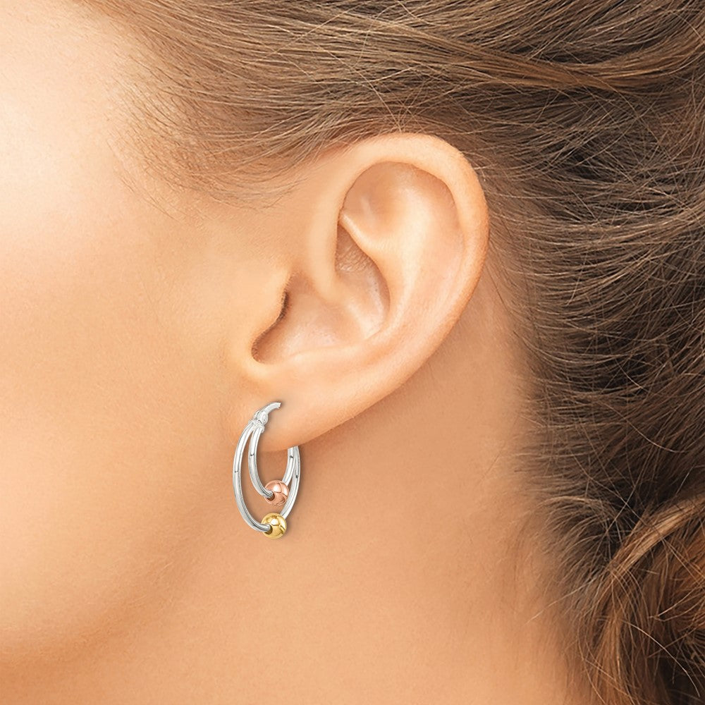 Sterling Silver Textured & Diamond-cut 2.25mm Round Hoop Earrings