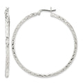 Sterling Silver Polished & Diamond-cut 2.5mm Round Hoop Earrings