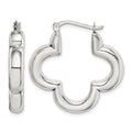 Sterling Silver Polished Clover Hoop Earrings