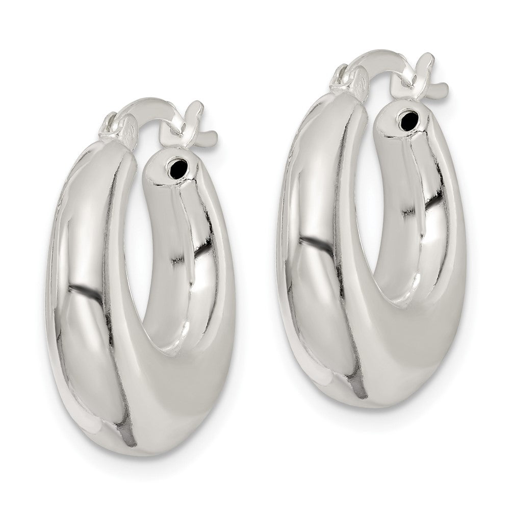 Sterling Silver Polished & Tapered Round Hoop Earrings