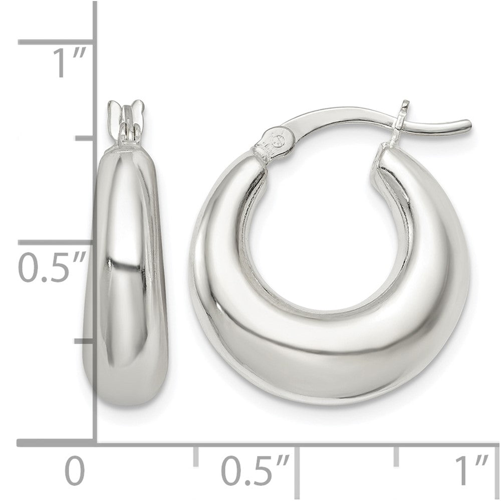 Sterling Silver Polished & Tapered Round Hoop Earrings