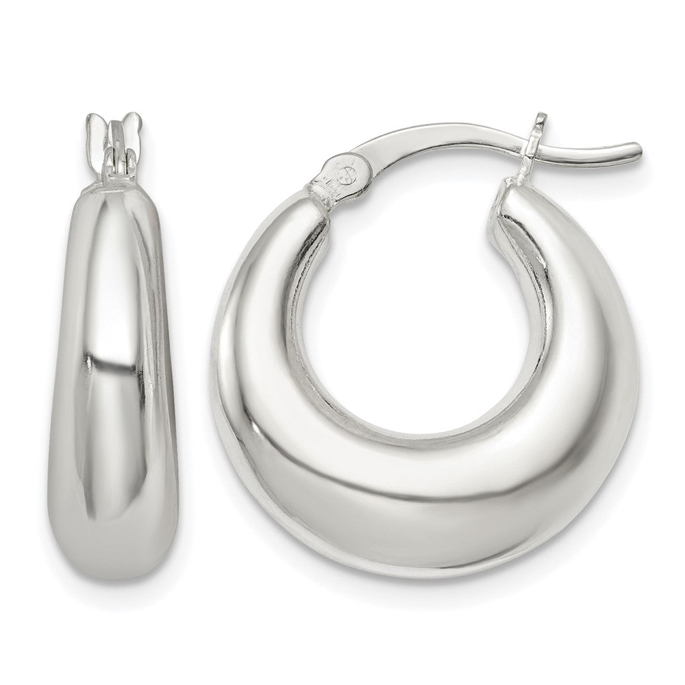 Sterling Silver Polished & Tapered Round Hoop Earrings
