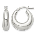 Sterling Silver Polished & Tapered Round Hoop Earrings