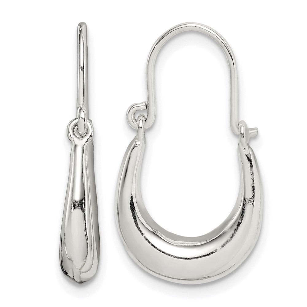 Sterling Silver Polished & Tapered Oval Hoop Earrings