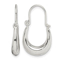 Sterling Silver Polished & Tapered Oval Hoop Earrings