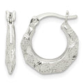 Sterling Silver Diamond Cut & Textured Hoop Earrings