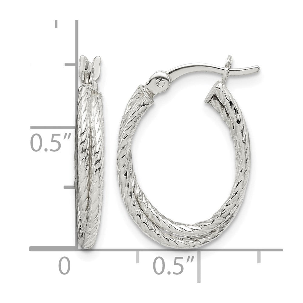 Sterling Silver Twisted and Textured Hoop Earrings