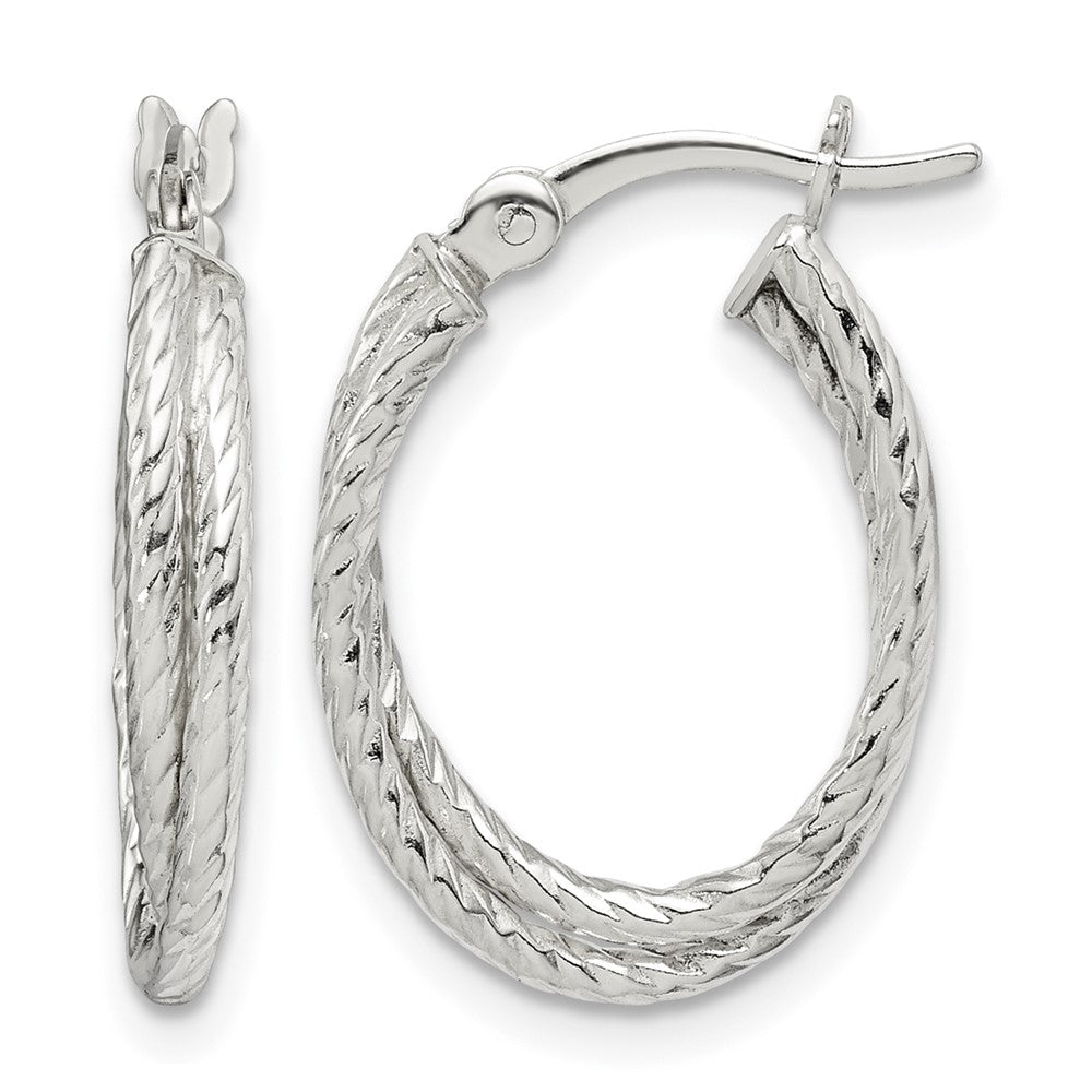 Sterling Silver Twisted and Textured Hoop Earrings