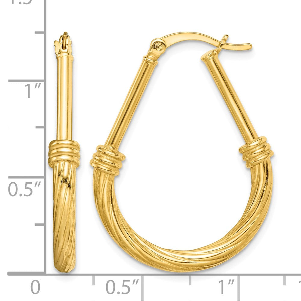 Sterling Silver Gold-tone Textured Hoop Earrings