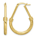 Sterling Silver Gold-tone Textured Hoop Earrings