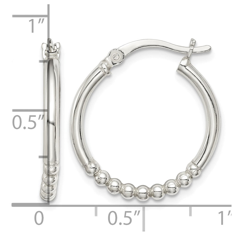 Sterling Silver Beaded Hoop Earrings