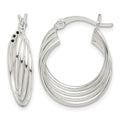 Sterling Silver Polished Twisted Multi-tube Round Hoop Earrings