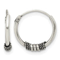 Sterling Silver Antiqued Beaded Endless Hoop Earrings