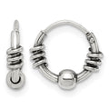Sterling Silver Antiqued Beaded Endless Hoop Earrings
