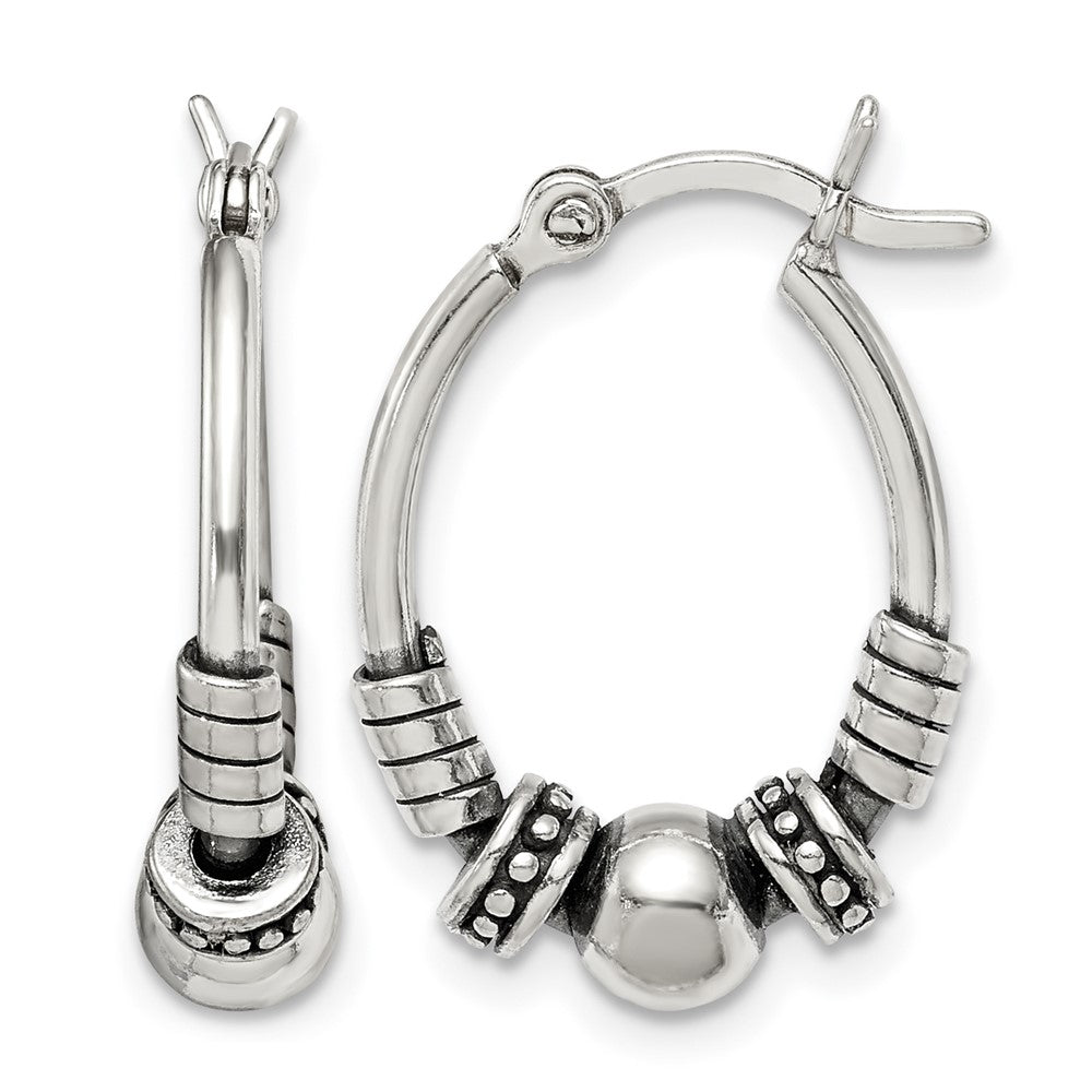Sterling Silver Antiqued Hoop Earrings