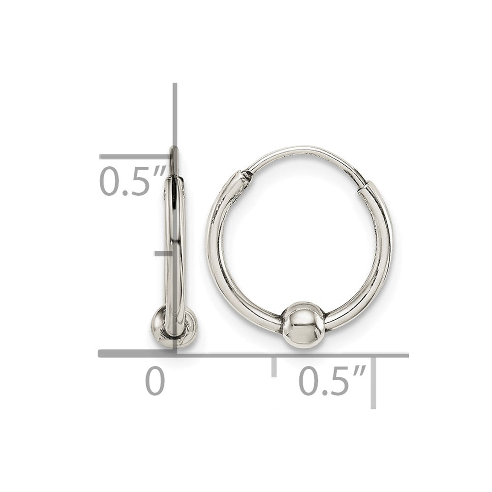 Sterling Silver Antiqued Beaded Endless Hoop Earrings