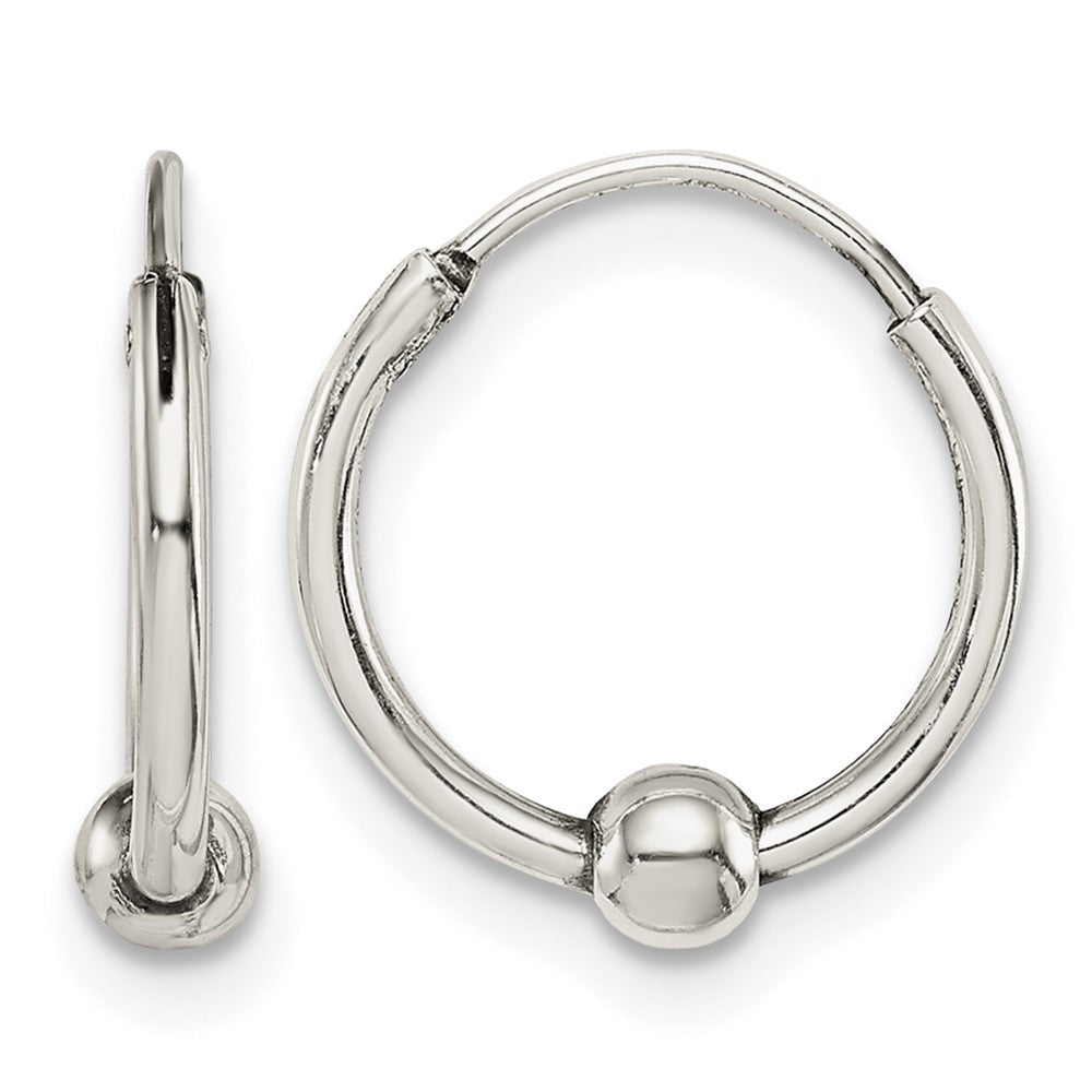 Sterling Silver Antiqued Beaded Endless Hoop Earrings