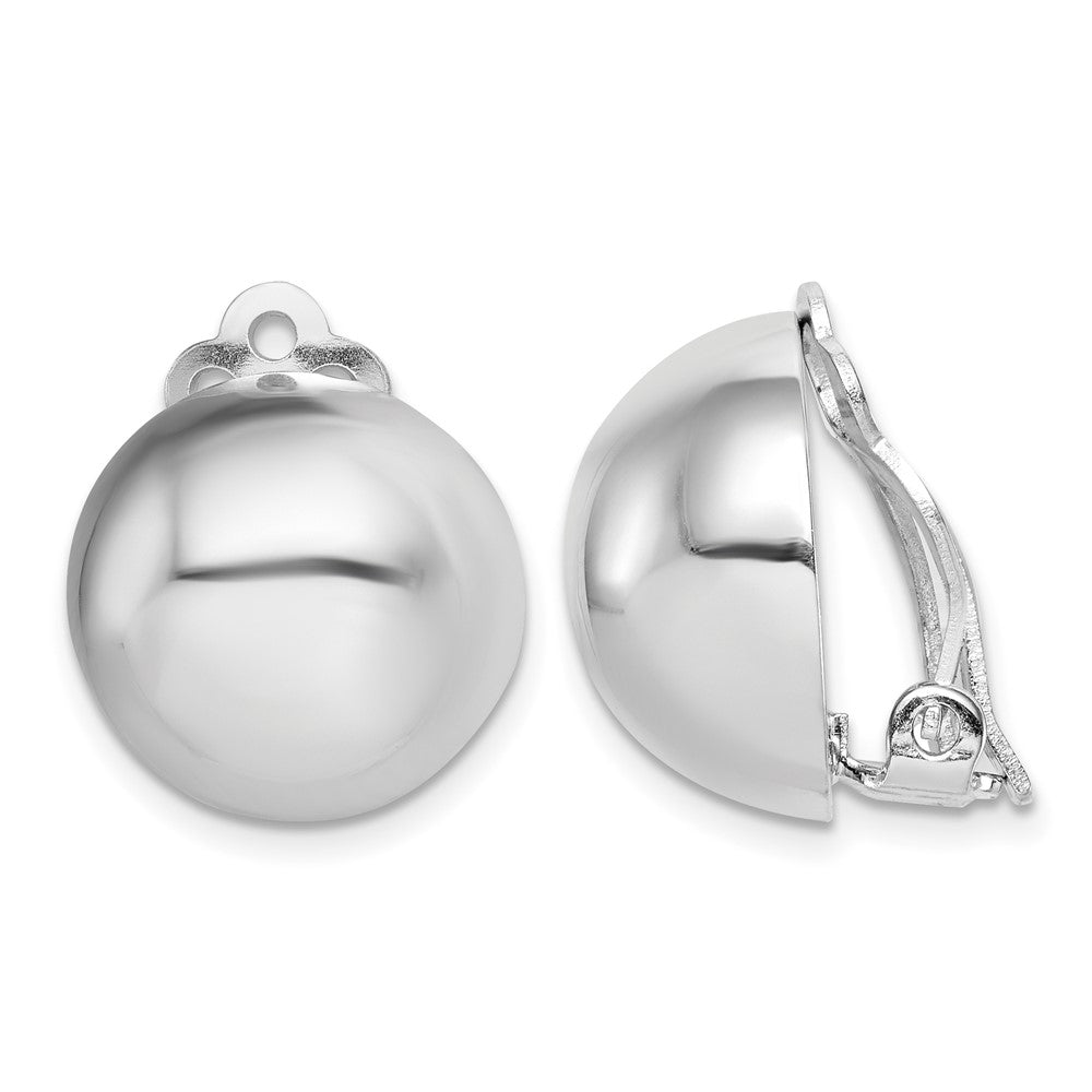 Sterling Silver Rhodium-plated Polished Non-Pierced Circle Earrings