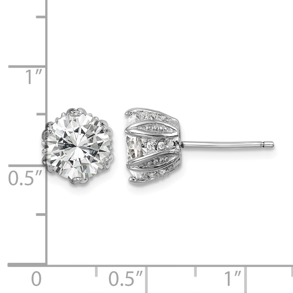 Sterling Silver Rhodium-plated CZ Stud Earrings
