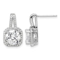 Sterling Silver Rhodium-plated CZ Halo Post Earrings