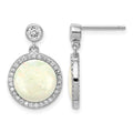Sterling Silver Rhodium-plated Lab Created Opal and CZ Dangle Earrings