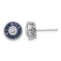 Sterling Silver Rhodium-plated Synthetic Blue Spinel and CZ Earrings