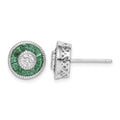 Sterling Silver Rhodium-plated CZ and Lab Cr.Green Spinel Earrings