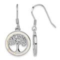 Sterling Silver Rhod-plated Creat Opal Circle w/ Tree Dangle Earrings