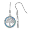 Sterling Silver Rhodium-plated Creat Blue Opal w/ Tree Dangle Earrings