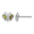 Sterling Silver Rhodium-plated Abalone Pearl Butterfly Post Earrings