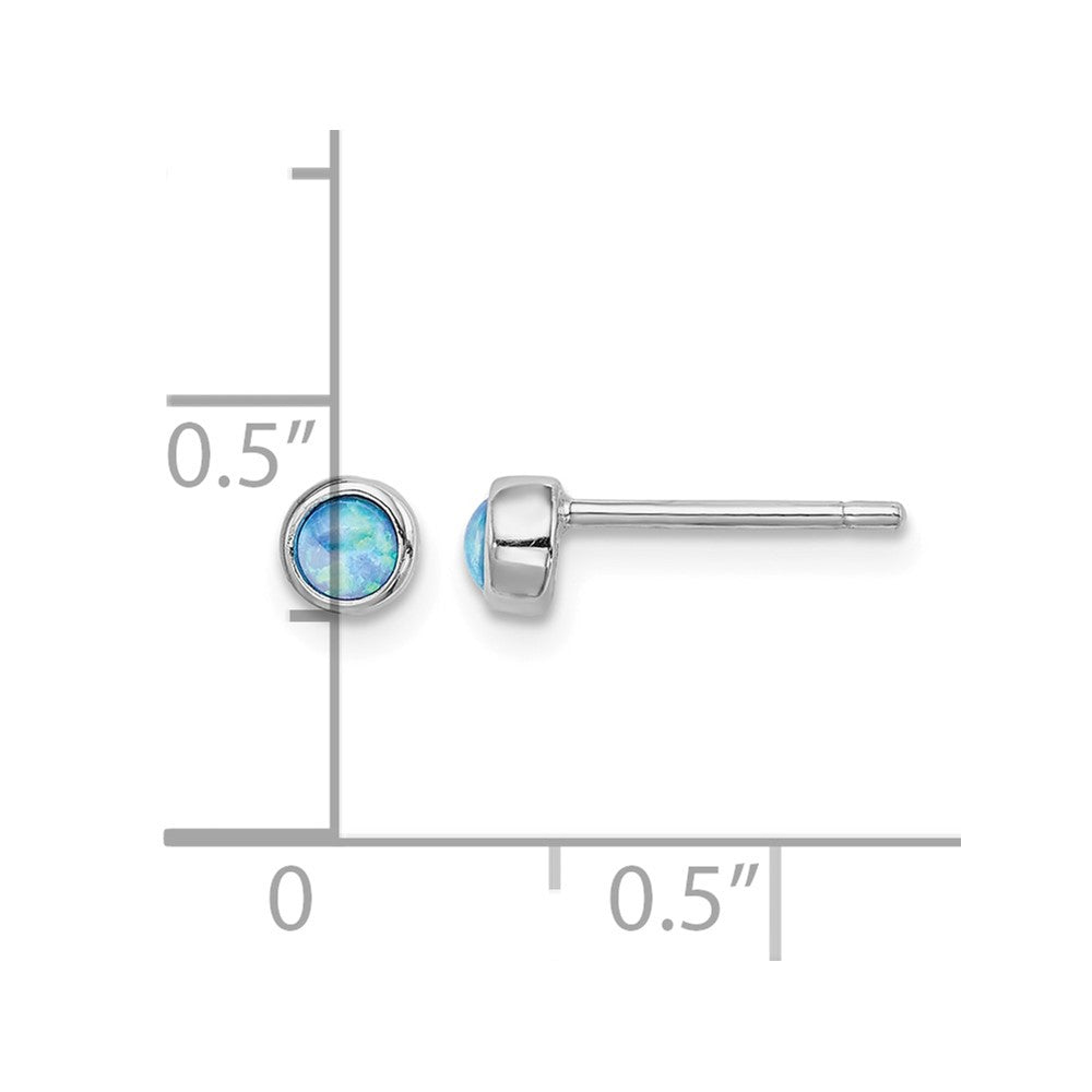 Sterling Silver RH-plated Polished 4mm Created Opal Round Stud Earrings