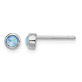 Sterling Silver RH-plated Polished 4mm Created Opal Round Stud Earrings