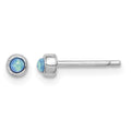 Sterling Silver RH-plated Polished 3mm Created Opal Round Stud Earrings