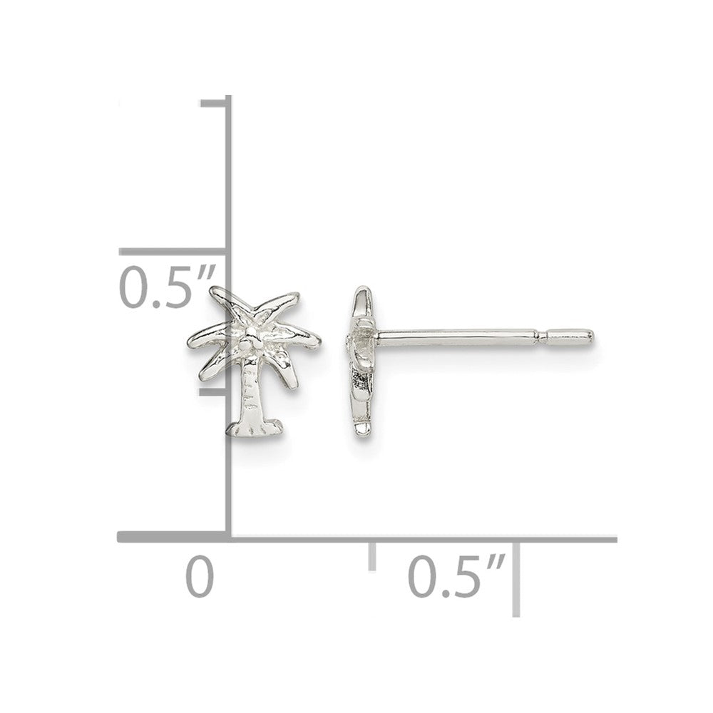 Sterling Silver Polished Palm Tree Petite Post Earrings